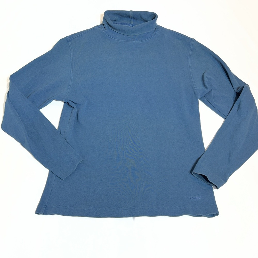 Patagonia Women's Turtleneck Long Sleeve Pullover Blue Small Organic Cotton